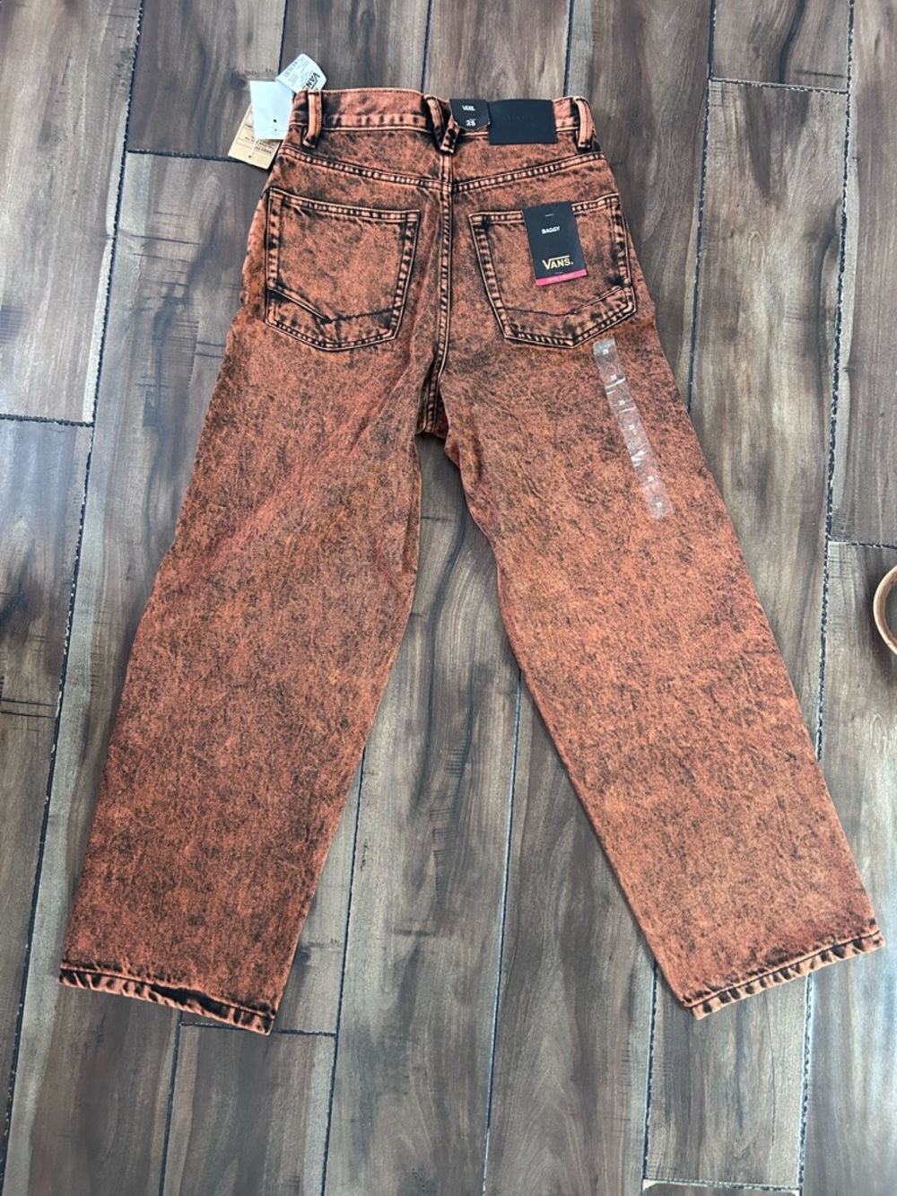 Vans Women’s Acid-Wash Rust Orange Relaxed Jeans - Picture 6 of 6